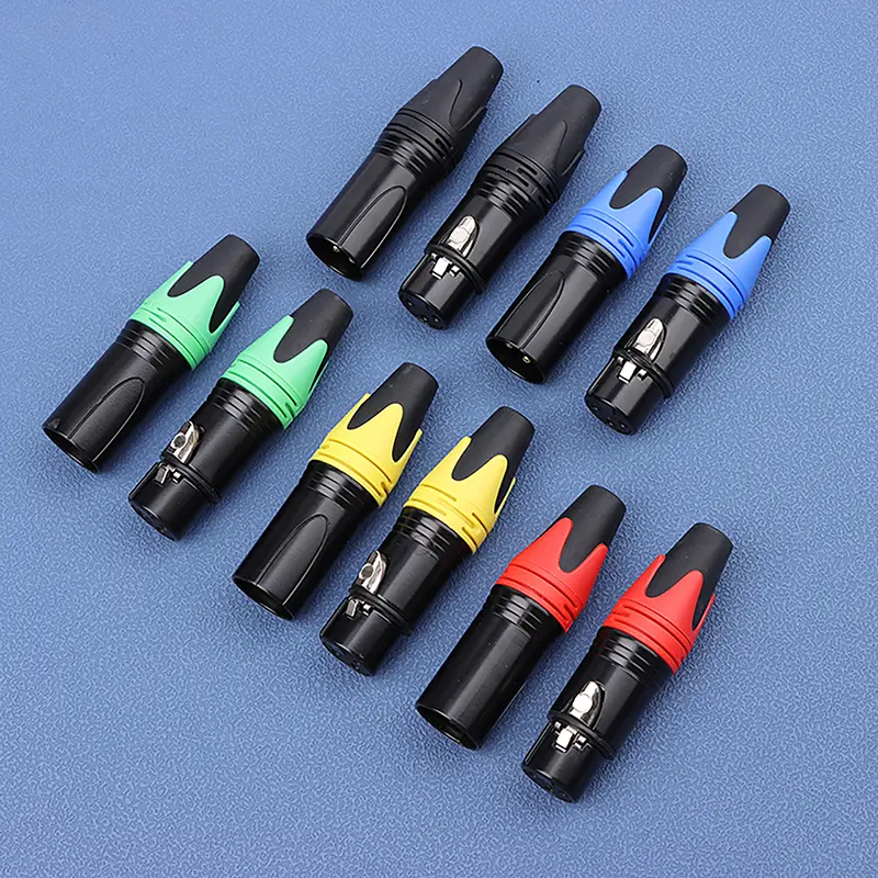 Bicu Perempuan XLR 3 Pin + Palam Lelaki, Palam Soket XLR 3 Tiang Profesional, Penyambung Mikrofon, Palam Mikrofon, 1 Set