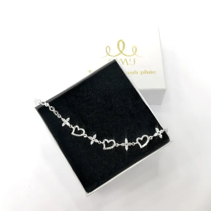 QMJ STORE - Lắc tay bạc nữ đẹp QMJ Trái tim kiêu sa bạc Ý 925 cao cấp (MÀU BẠC TRẮNG SANG - không xi kim) 2