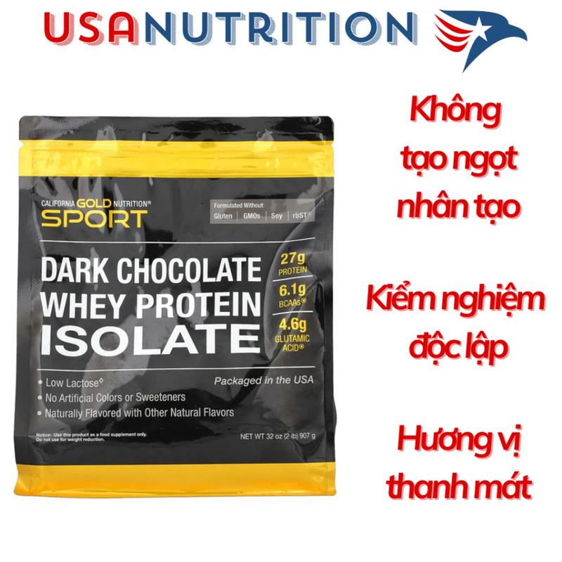 Whey Protein Isolate không chất tạo ngọt "California Gold Nutrition'' : 2lbs 907g