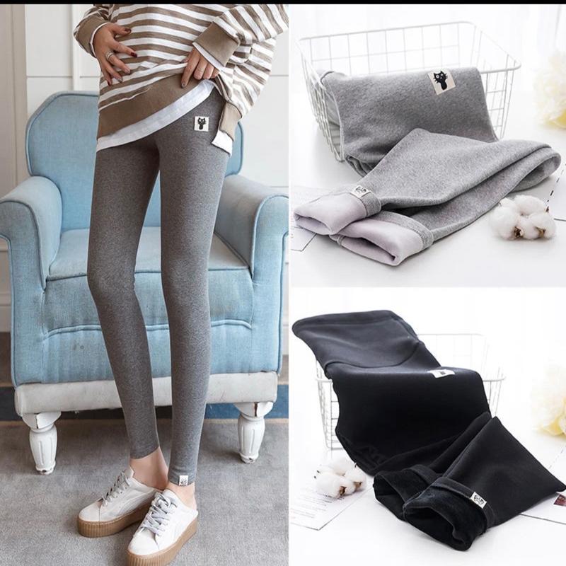[Nhà Moom] Quần Bầu Lót Lông Legging dày phù hợp mặc Thu Đông giữ ấm cho Mẹ Bầu
