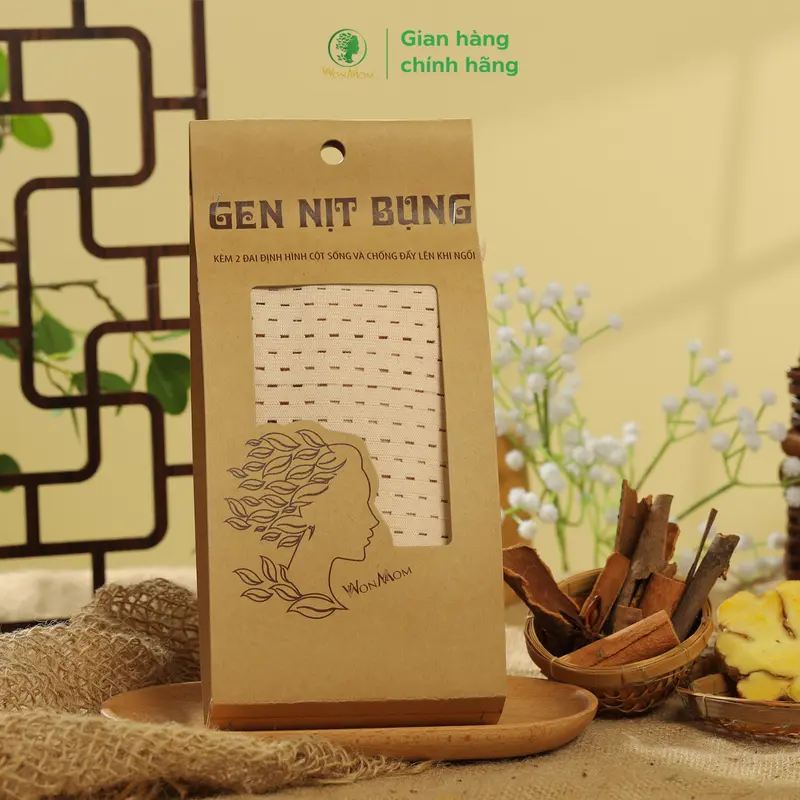 Combo Muối Quấn Bụng Sau Sinh Cỡ Lớn Wonmom ( 4 hủ muối quấn bụng + 1 gen nịt bụng + 1 đai quấn muối + 1 dầu gừng massage) 4