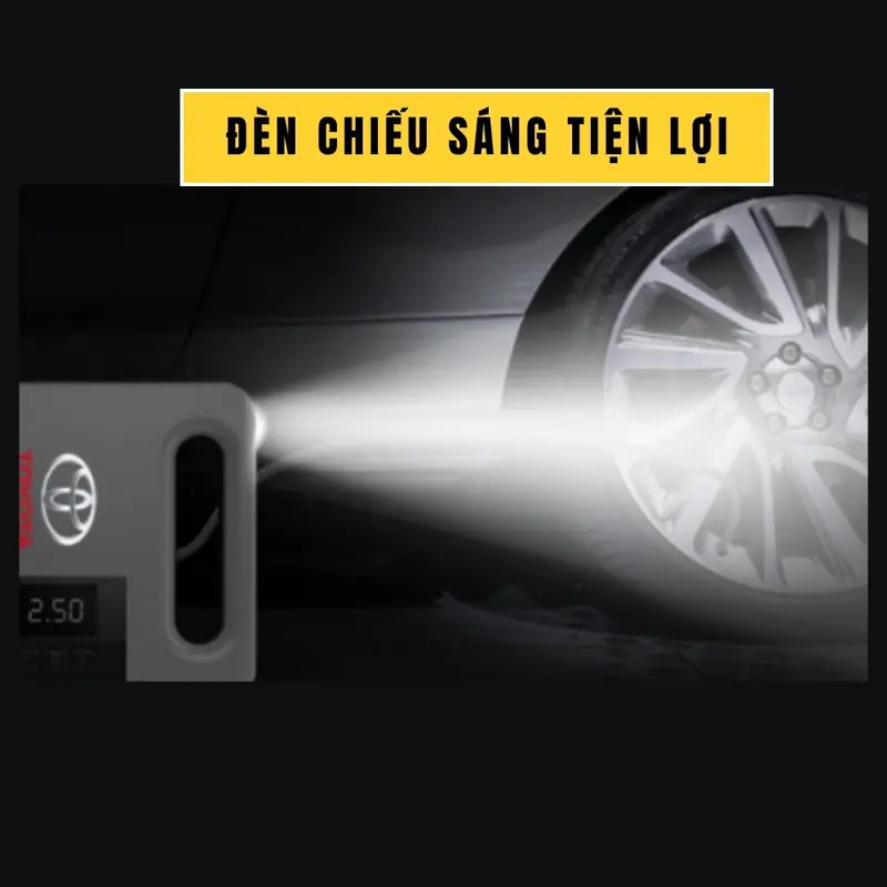 Bơm Lốp Ô Tô 12V-5A Đồng Hồ Điện Tử Tự Ngắt Cao Cấp Công Nghệ Nhật Bản Kích Thước Nhỏ Gọn Dễ Lưu Trữ Dây Cắm 3.2M An Toàn Giao Thông LED Chiếu Sáng 5