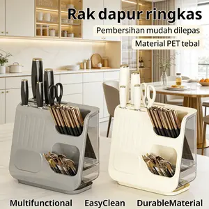 Peralatan Dapur Multifungsi Rak Penyimpanan Pisau & Sumpit Tahan Air, Organizer Anti Slip, Nampan Serbaguna 3-in-1, Tempat Peralatan Makan Ringan untuk Meja Dapur 40cm x 30cm