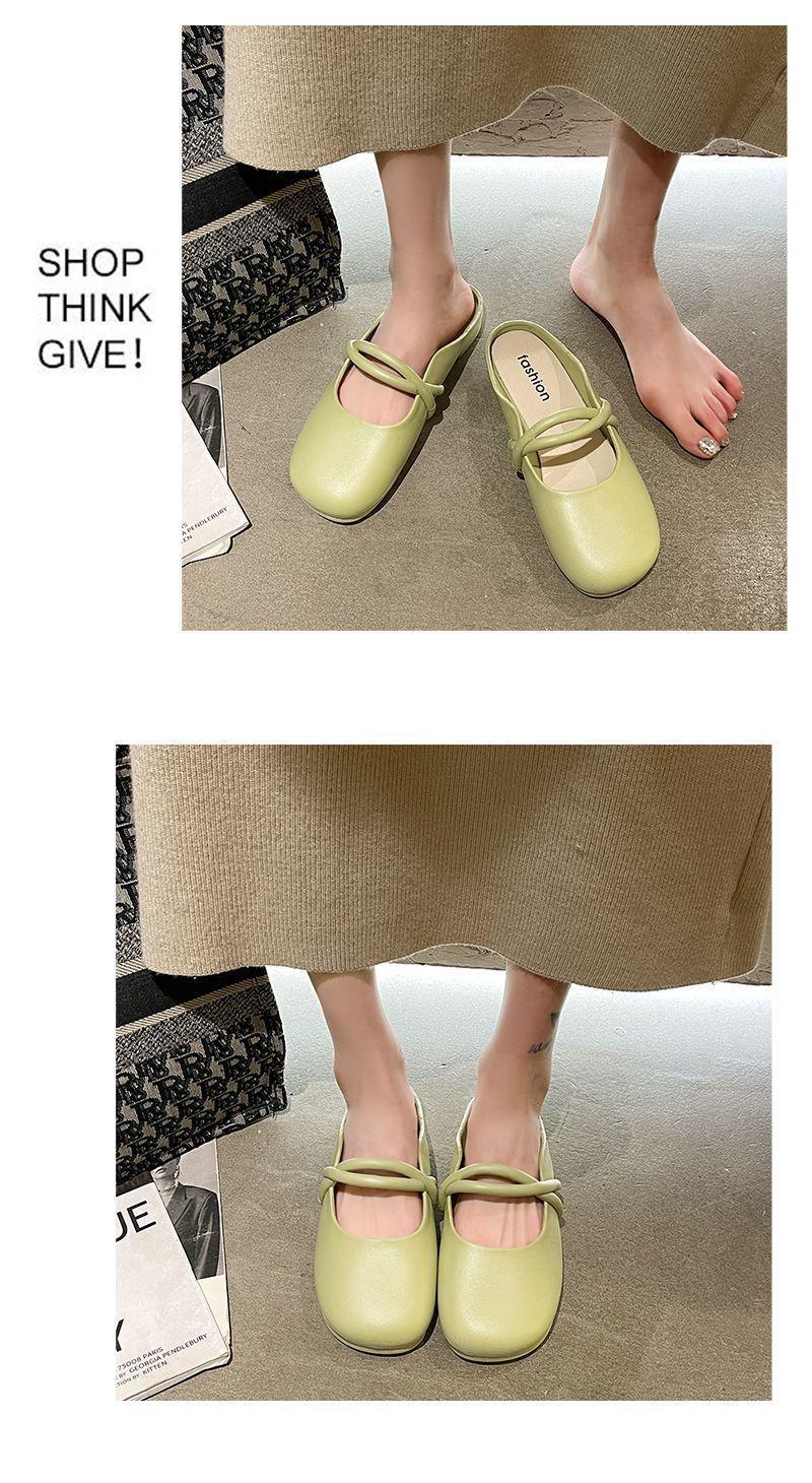 Product Introduction of Women Mules Summer Elegant Square Closed Toe Flat Slippers Female Shoes Casual Leather Black White Slides Plus Size 36-41 Footwear Girl 9