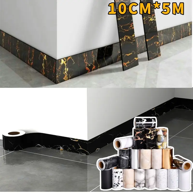 Vinnatsu Stiker List Gold Roll Dinding / Strip Gold Emas/ Stiker Perbatasan Dinding/Gulungan Stiker Pembatas Keramik Lebar