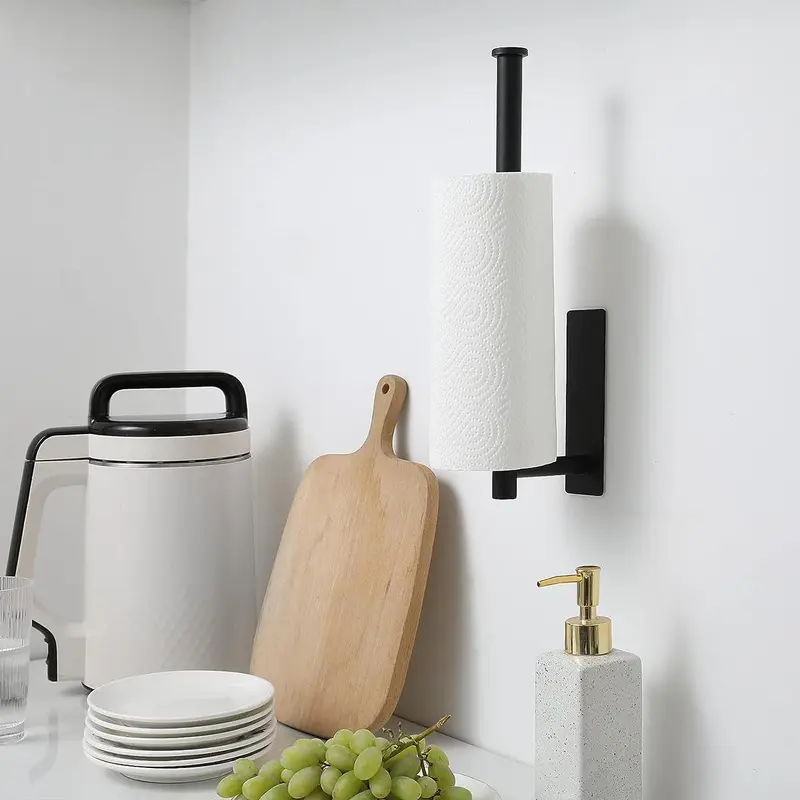 Paper Towel Holder, 1 Count Under Cabinet Kitchen Paper Holder, Self-adhesive/drilling Towel Holder, Stainless Steel Kitchen Utensil Holder, Kitchen Gadgets, Funky Bedroom Accessories, Home Goods 5