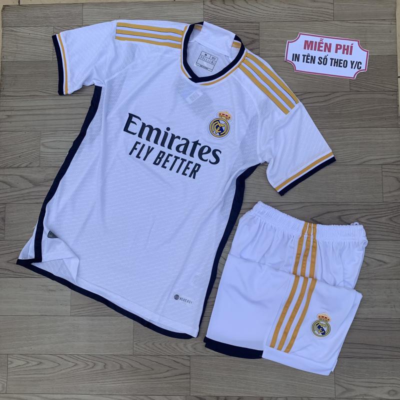Bộ Quần Áo Bóng Đá Real Madrid 2023 Sân Nhà Màu Trắng Vải Thái Hỗ Trợ In Tên Số Theo Yêu Cầu