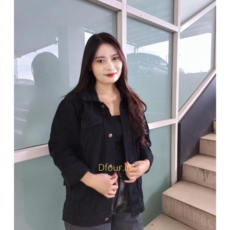 Jaket Jeans Blue Sandwash Wanita Denim Cewek Distro Bahan Tebal Polos 2