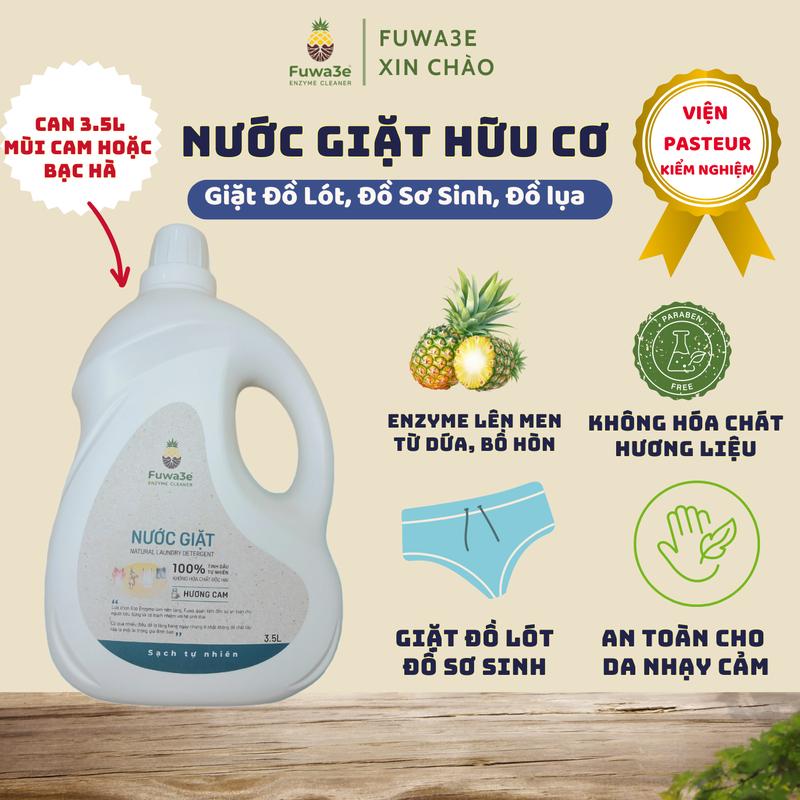  3.5L & 10L  Nước Giặt Hữu Cơ Fuwa3e Từ Enzyme Trái Cây Giặt Đồ Lót Đồ Sơ Sinh Cho Bé. Làm Sạch Nhanh An Toàn Cho Da Nhạy Cảm Viêm Da 