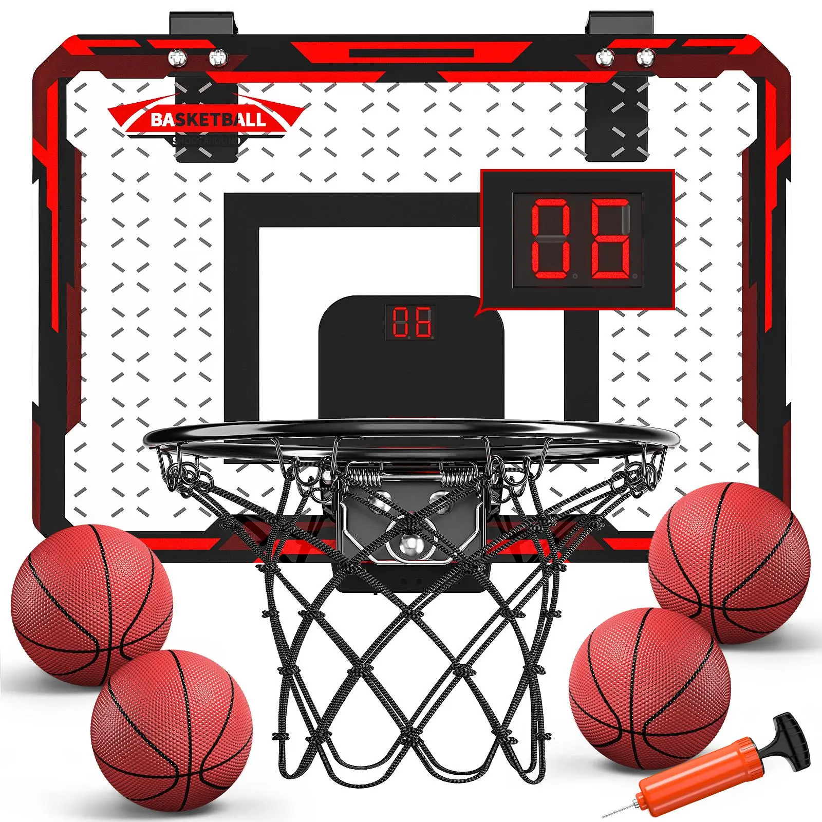 1 Set Indoor Basketball Hoop Toy with Digital Score Display, Wall-mounted Basketball Toy, Stocking Fillers Gift