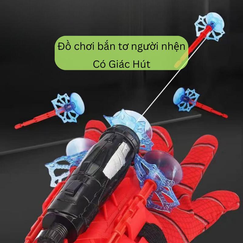 [ĐỒ CHƠI NGẦU] bắn Tơ Người Nhện - Có Giác Hút Dính Đồ Vật, Kèm Dây, Cự Ly 5M - Găng Tay Người Nhện