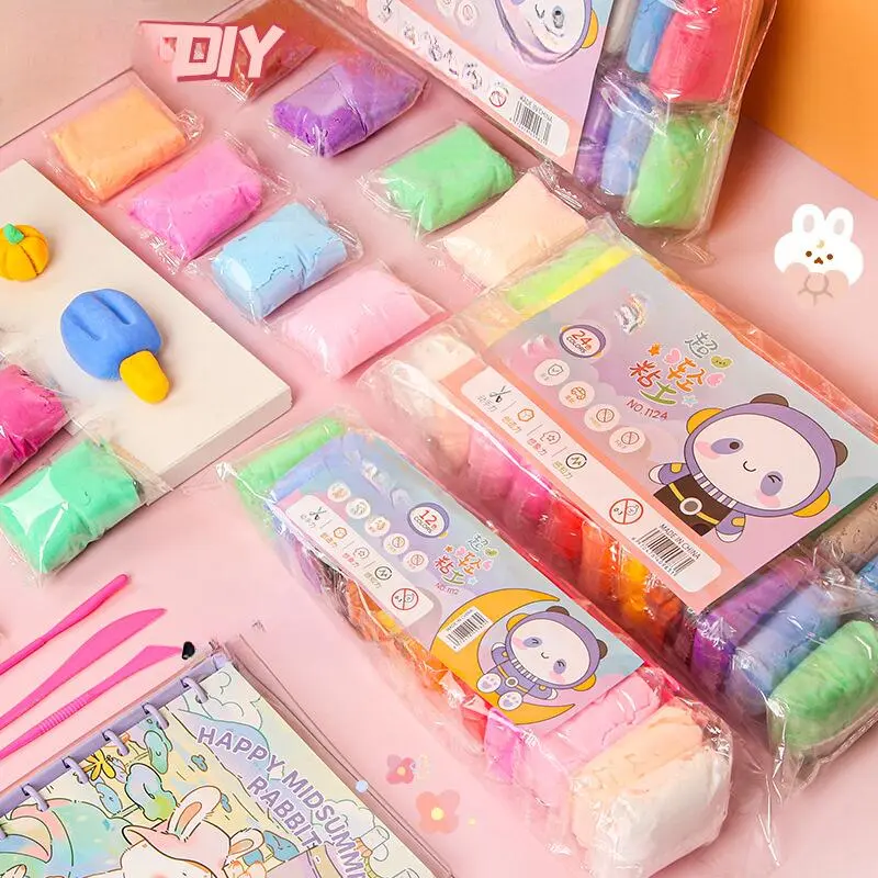 Ultra light plasticine children's 12 24 color space mud toy handmade DIY clay set