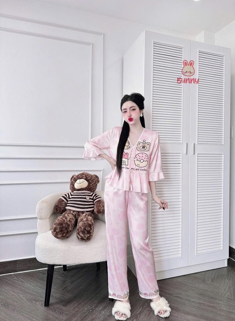 Product Introduction of Pyjama TNQD form babydoll - tay lỡ - chất liệu lụa latin - size <58kg Nữ 9