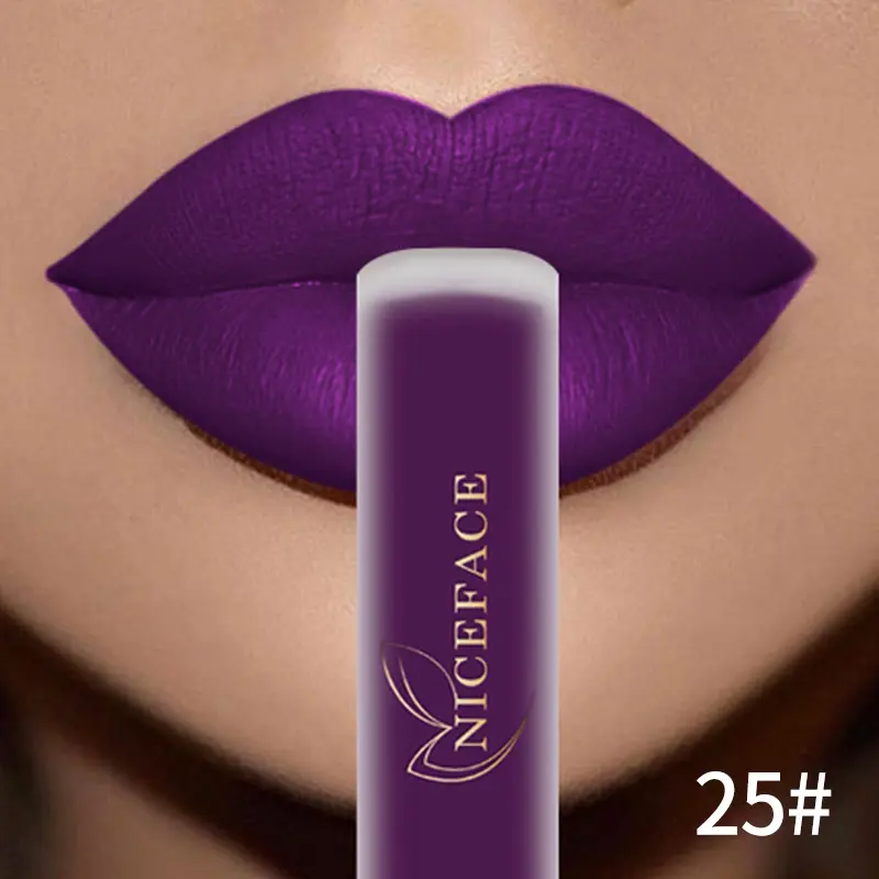 Matte Liquid Lipstick Waterproof Long Lasting Lip Gloss Tint Sexy Red Nude Purple Metallic Lipsticks Makeup Cosmetics