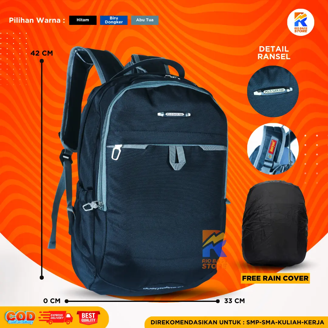 Tas Ransel Polo SMP-SMA-KULIAH-KERJA / Tas Ransel Polo Laptop Duerpak Sekolah