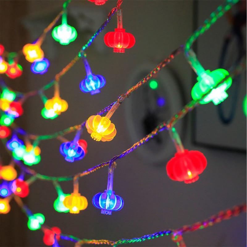 Đèn Led hình Đèn Lồng 8 khía dài 10M 36 bóng nhiều chế độ nhấp nháy treo cây trang trí Tết trái chong dendecor denled lighting