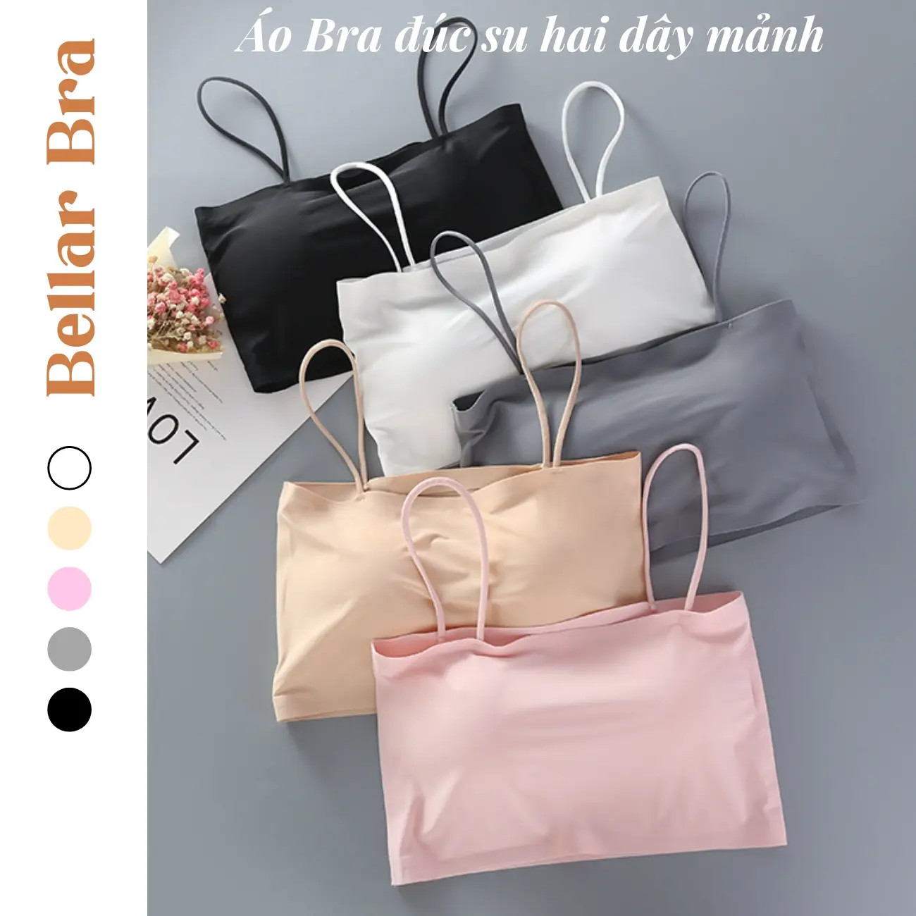 Áo Bra Đúc Su Bellar Quây 2 Dây - Áo ống quây 2 dây sợ bún đệm mút mỏng B8881 Top Women Trắng áocon nữ ômngực Ong