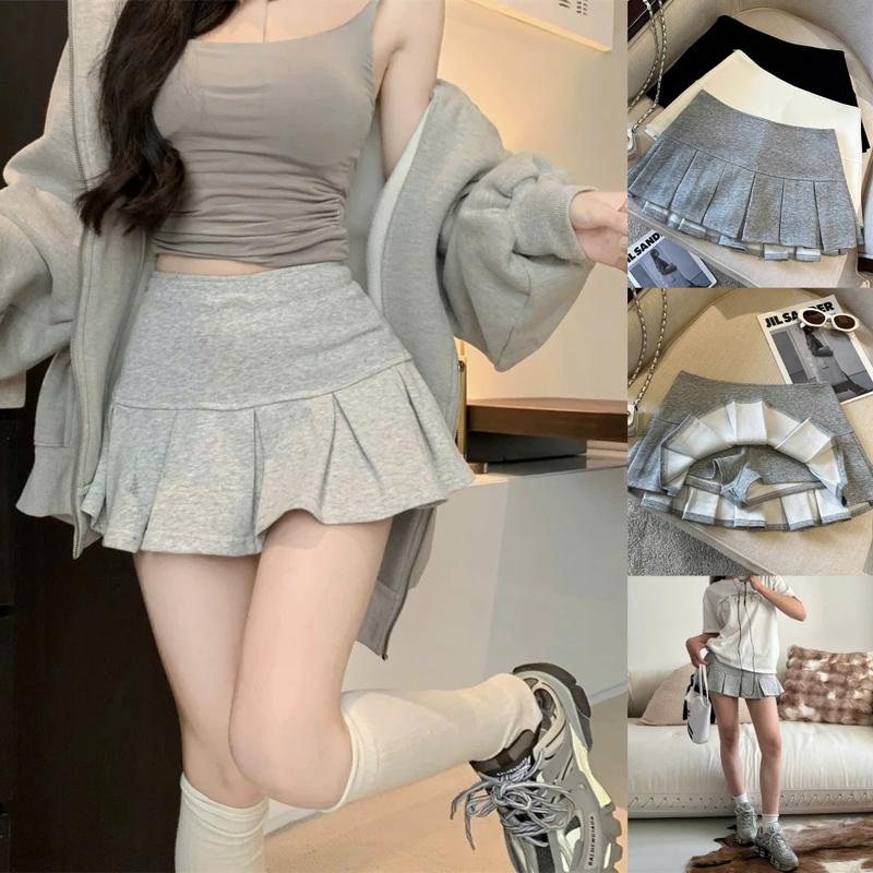   Bigsize 55-100kg  Chân váy chữ A xếp li cạp cao chất liệu nỉ da cá mềm mịn cao cấp 