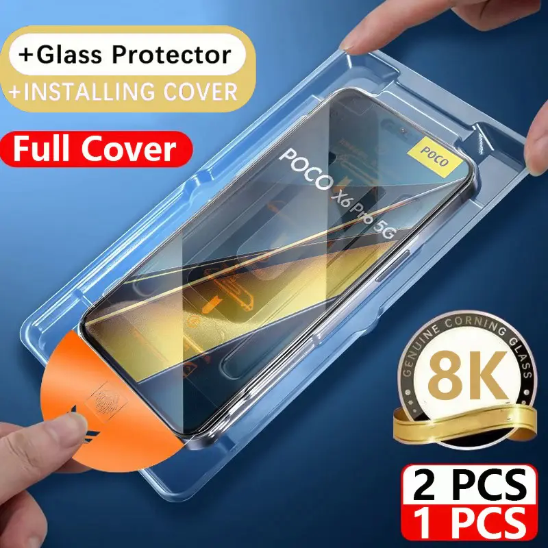 8K Dust Free Tempered Glass For POCO X6 F6 Pro X5 X4 GT M5S F3 F4 HD Oleophobic Coating Screen Protector for POCO M4 Pro 5G phonescreen protector Cover Handheld Protective Accessories Protection Casing