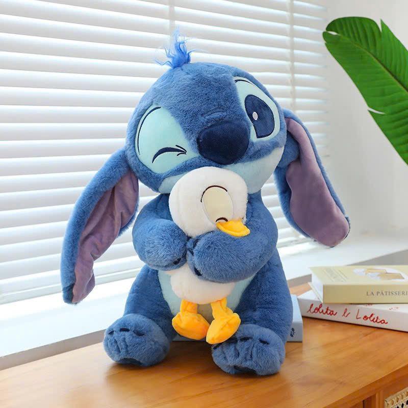 Gấu Bông Stitch Xanh Ôm Vịt Gấu Bông ANVIHOME - Gấu Stick Dễ Thương Gấu Bông Stitch xanh, stitch hồng ôm gấu bông