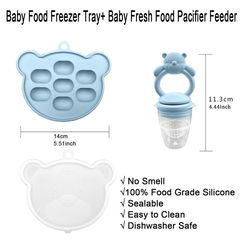 Product Introduction of Cartoon Bear Design Baby Food Pacifier with Ice Cube Tray, 2 Counts/set Baby Fruit and Vegetable Feeder & Ice Mold, Baby Fruit Feeder, Baby Teether Pacifier, Baby Essentials, Baby Stuff, Baby Essentials, Baby Items, 99p UK Tiktok Shop 6