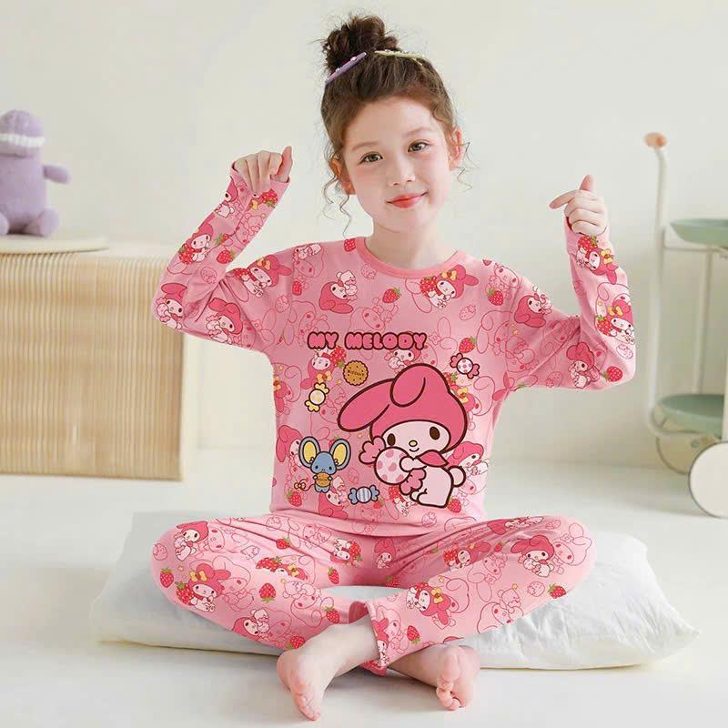 Bộ đồ ngủ mẫu KUROMI E.C thu đông chất mềm mát thấm hút mồ hôi sz 9- 43kg quần áo bé gái thu đông bộ đồ ngủ