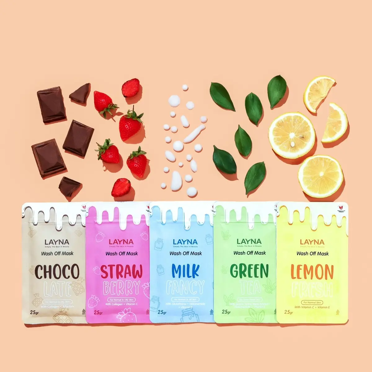 MASKER WAJAH LAYNA [ 5 VARIAN ] Organik Pemutihan