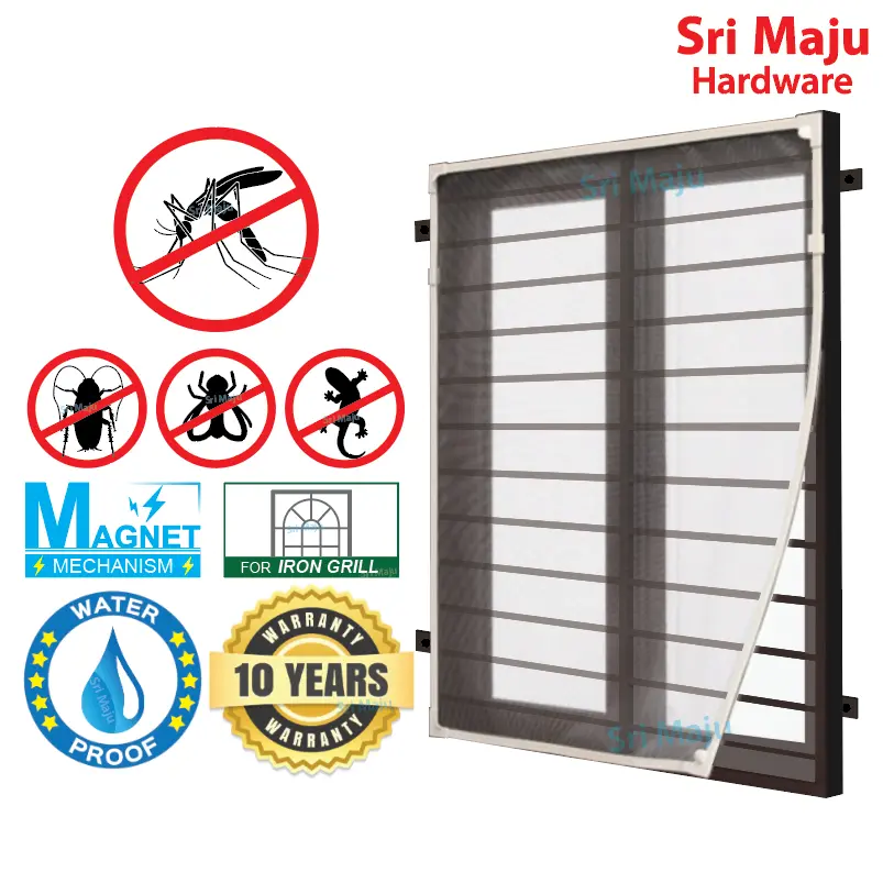 MAJU MNS-SE9 DIY Mosquito Net For Iron Grill Frame Window Screen Mesh Insect Blocks Mosquito Fly Bee Lalat Jaring Nyamuk Tingkap (For Iron Grill Frame Only)