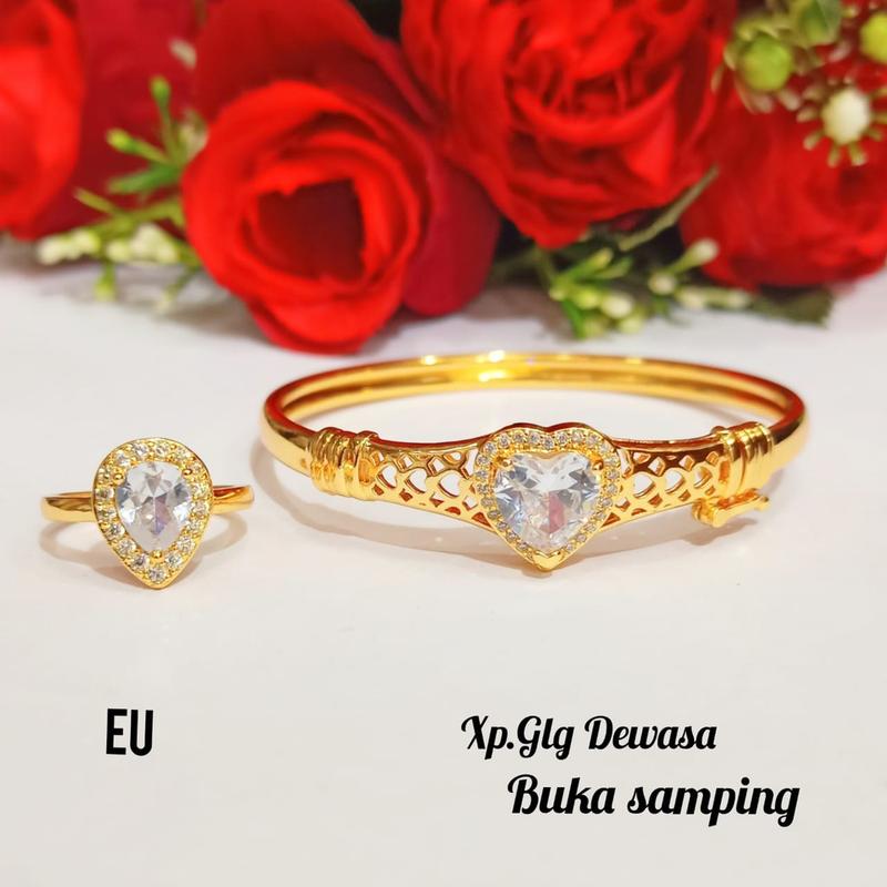 Gelang Wanita TITANIUM Model Bangkok Permata Zircon Free Cincin Anti Karat 3