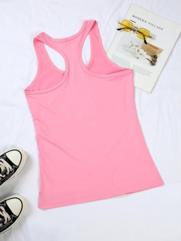 Women's Solid Round Neck Tank Top, Summer Clothes, Casual Sleeveless Crew Neck Top for Summer, Ladies Clothes for Daily Wear 7