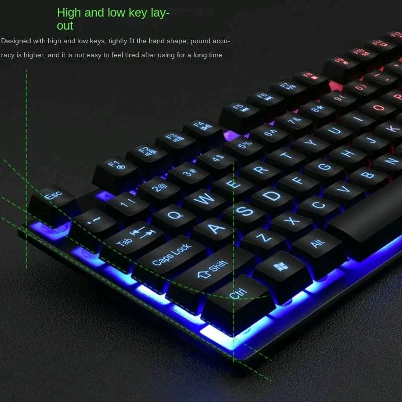 Gaming Keyboard RGB LED with Mouse Komputer laptop - Mos Kibord Geming Led Lampu Computer Headset 5