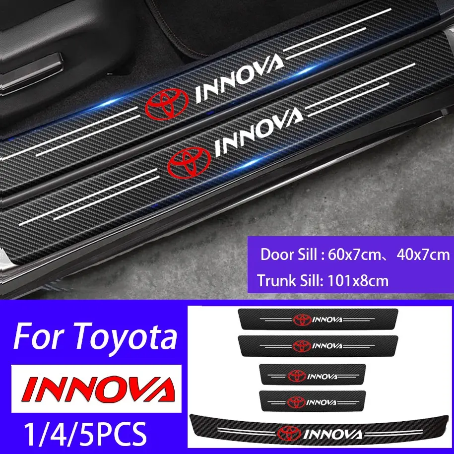 9 Pcs Stiker Pelindung Pintu Bagasi Mobil Toyota INNOVA Bahan Karbon sill plate anti Gores Tahan Air Car