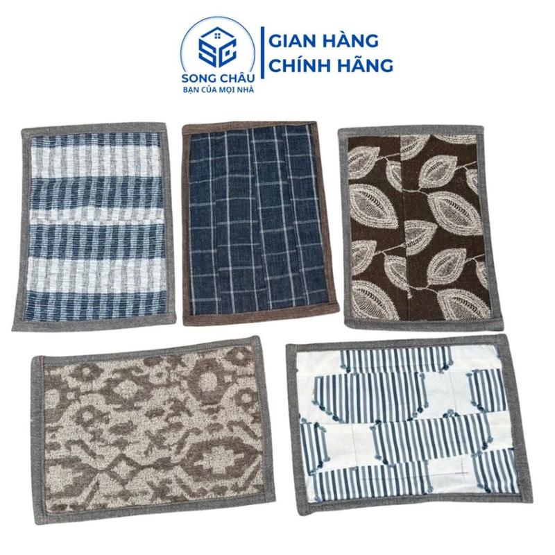 Set 5 tấm thảm lau vải nỉ, đa dạng mẫu mã, đường may sắc nét, thấm hút và chống trơn trượt tốt - Giao mẫu ngẫu nhiên 2