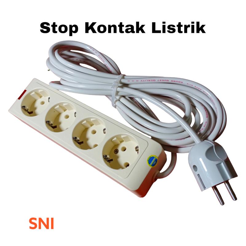 Stop Kontak Listrik 4 Lubang + Panjang Kabel 5 Meter + Steker Arde ...