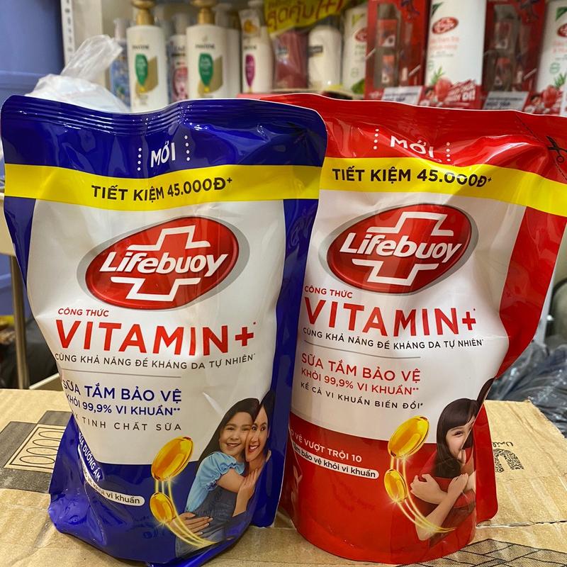 Sữa tắm lifebuoy túi 800g 2 màu xanh đỏ tiết kiệm