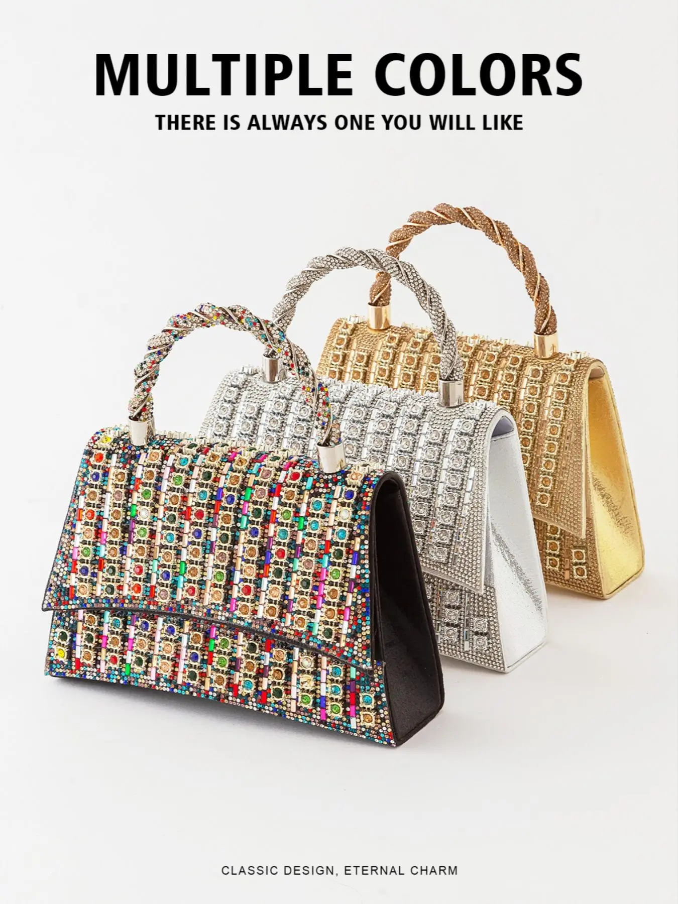 Women's Rhinestone Decorated Handbag, Fashionable Chain Strap Crossbody Bag for Party, Trendy All-match Commuter Bag for Daily Used