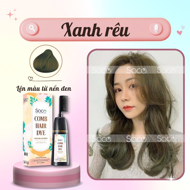 LƯỢC SACO CHÍNH HÃNG nhuộm tóc  lên màu CHUẨN ĐẸP từ mọi nền tóc màu XANH RÊU