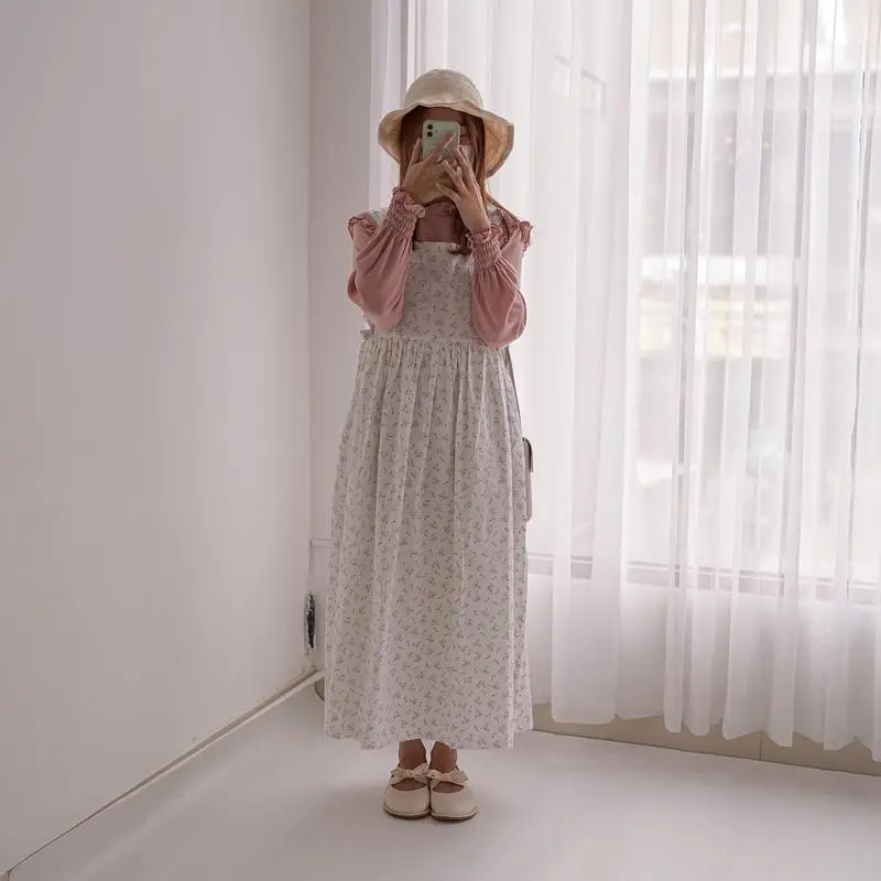 [7.7 BigSale] Himari Midi Dress Korea Motif Bunga Haraskirt Madebyhara Atasan Casual Katun Jepang Wanita Baju 2