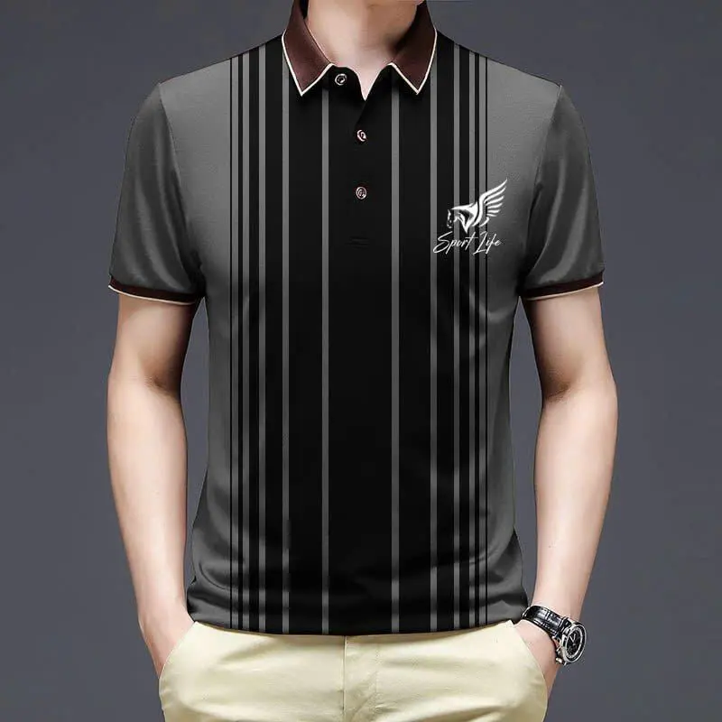 Embroidery Polo Shirts For Men With Short Sleeve, polyester Fabric, Stretchable and Breathable, Comfortable Wearing PL029