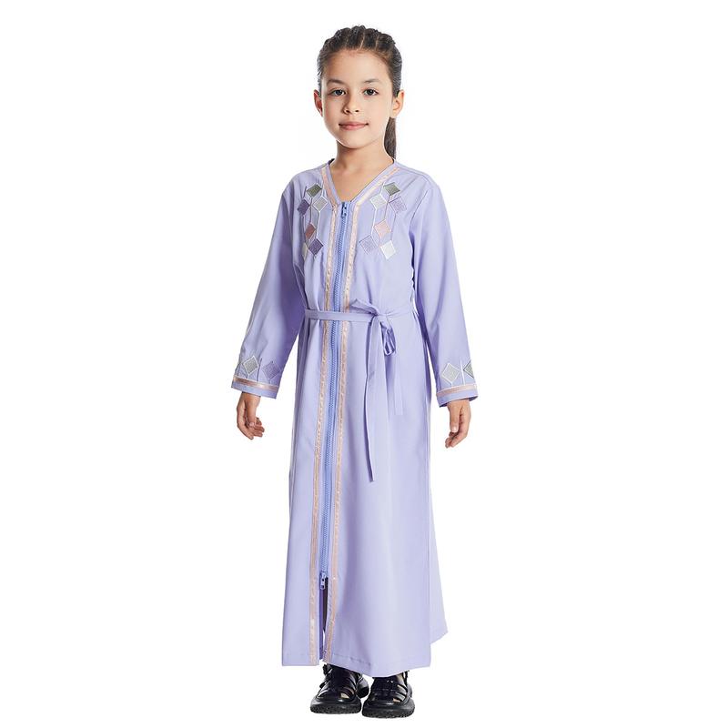 Product Introduction of Girls Kids Abaya Dress Clothing,Floral Printed Gown Children Robe 20