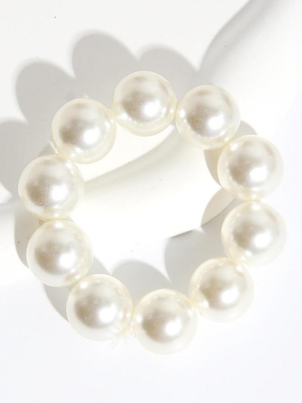 Women's Elegant Faux Pearl Decorated Hair Tie, Exquisite Trendy Hair Tie, Fashionable Hair Accessories for Women & Girls 7
