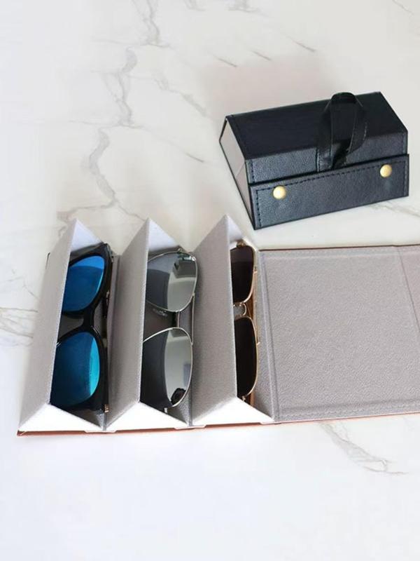 Modern Multi-functional Glasses Storage Box, Foldable Pu Leather Glasses Case, Large Capacity Glasses Storage Box for Women & Men 4