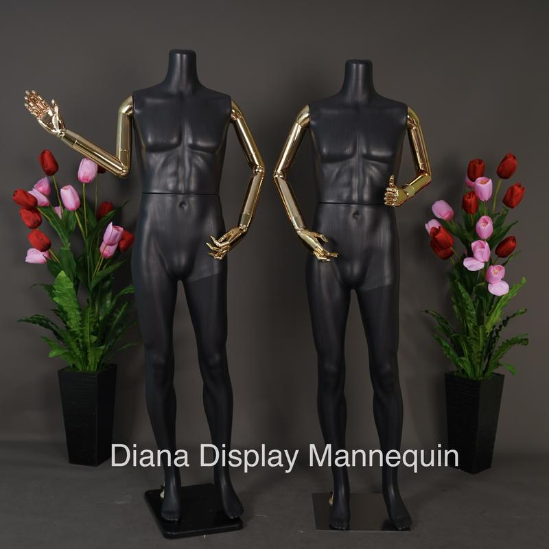 MANEKIN FULLBODY PRIA DENGAN TANGAN ROBOT PLASTIK MOTIF KAYU ATAU EMAS 8