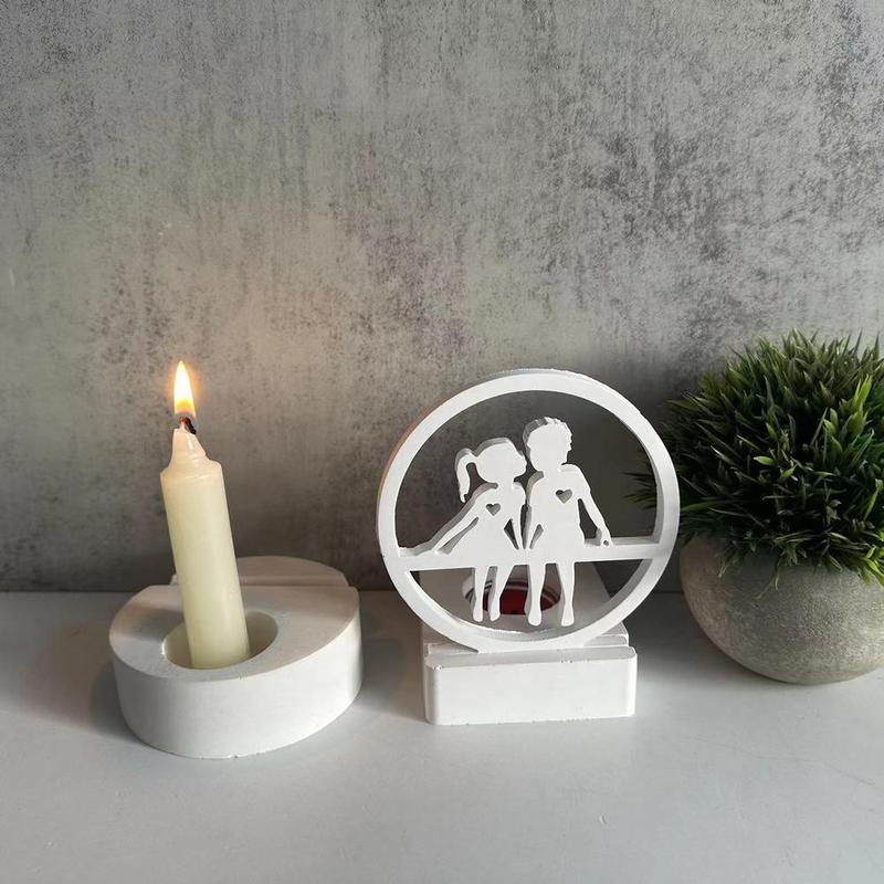 Product Introduction of Non-toxic Material Kissing Couple Mold Heat-resistant Handmade Easy to Demold Candlestick Mold Silicone Romantic Design Aromatherapy Plaster Mold for 1