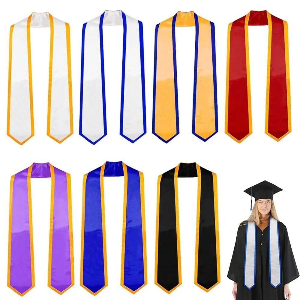 Fashional Vault New Satin Plain Graduation Stole Sash Double layered ...