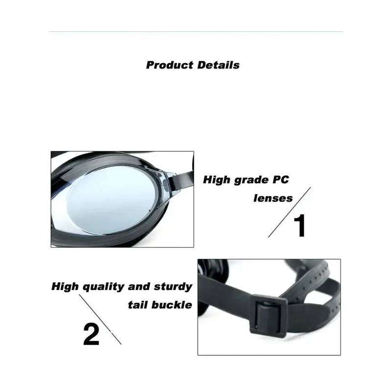 1pc Comfortable And High-end Pc Lens Double-layer Sealing Ring Elastic Silicon Strap Waterproof Swimming Goggles For Men And Women 4