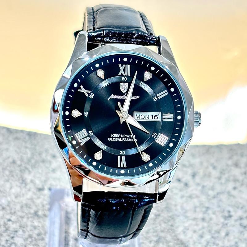 Đồng Hồ Nam POEDAGAR Kim Cương Dây Da Chính Hãng Sang Trọng Đẳng Cấp Trẻ Trung Thời Trang Đồng Hồ Pin Thạch Anh Chống Nước 3ATM Kính Khoáng Phủ Tinh Thể Shaphia Chống Trầy Xước Chống Va Đập Size 41mm  Đeo Tay  Watch