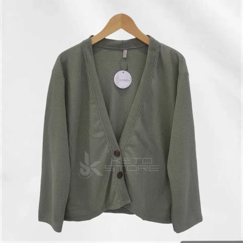 outer panjang wanita lengan panjang kancing bahan waffle OTR 05 KCG Casual Nyaman Knitwear 7