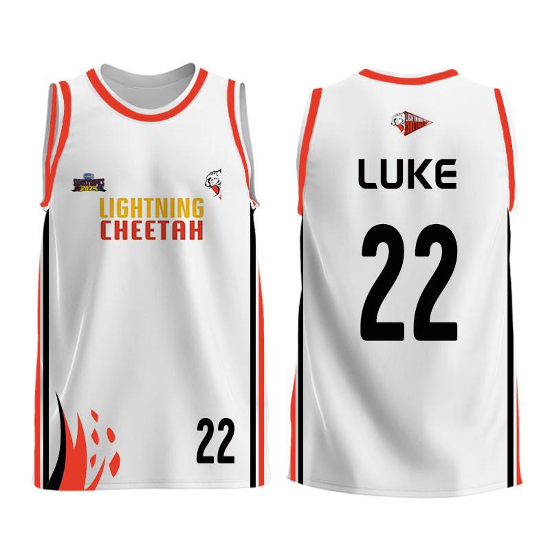 Áo Thi Đấu Cheetah Lightning, Áo Thi Đấu Vest Trắng, Áo Thi Đấu Cổ Tròn, Thời Trang Thường Ngày Thoải Mái Và Dễ Phối Đồ Áo Thoáng Khí, Thích Hợp Cho Gmmtv STARLYMPICS, Áo Thi Đấu Trò Chơi Bóng Rổ, Hàng Có Sẵn 2