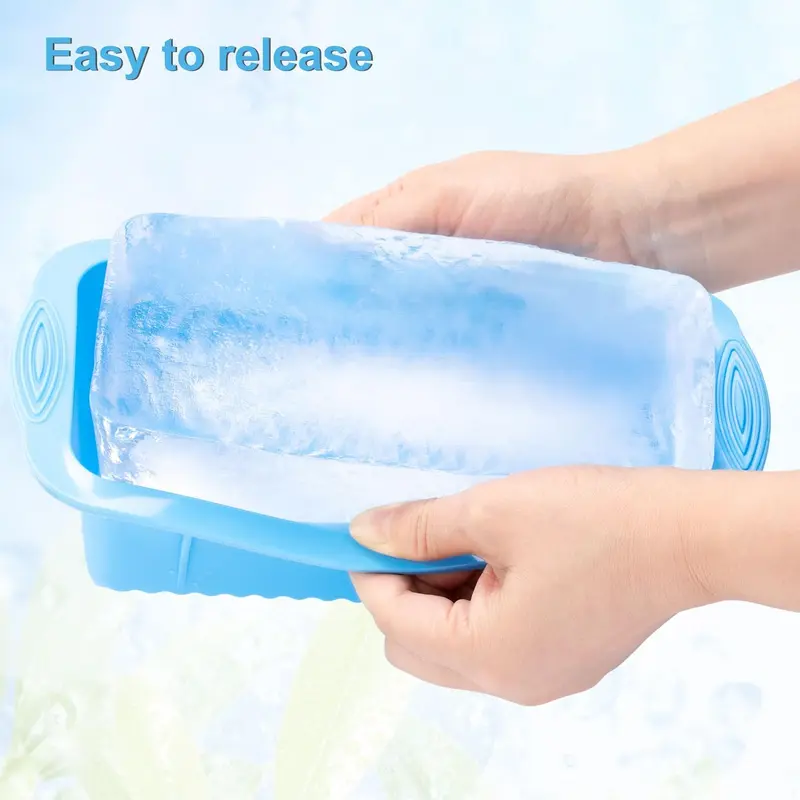 4 Pcs Large Ice Cube Tray, Big Ice Cube Moulds for Freezer, Easy Release Reusable Giant Trays Making 4.5 lbs Ice Cubes for Ice Bath Cold Plunge Tub or Coolers Silicone Traditional Utensils Drink 2